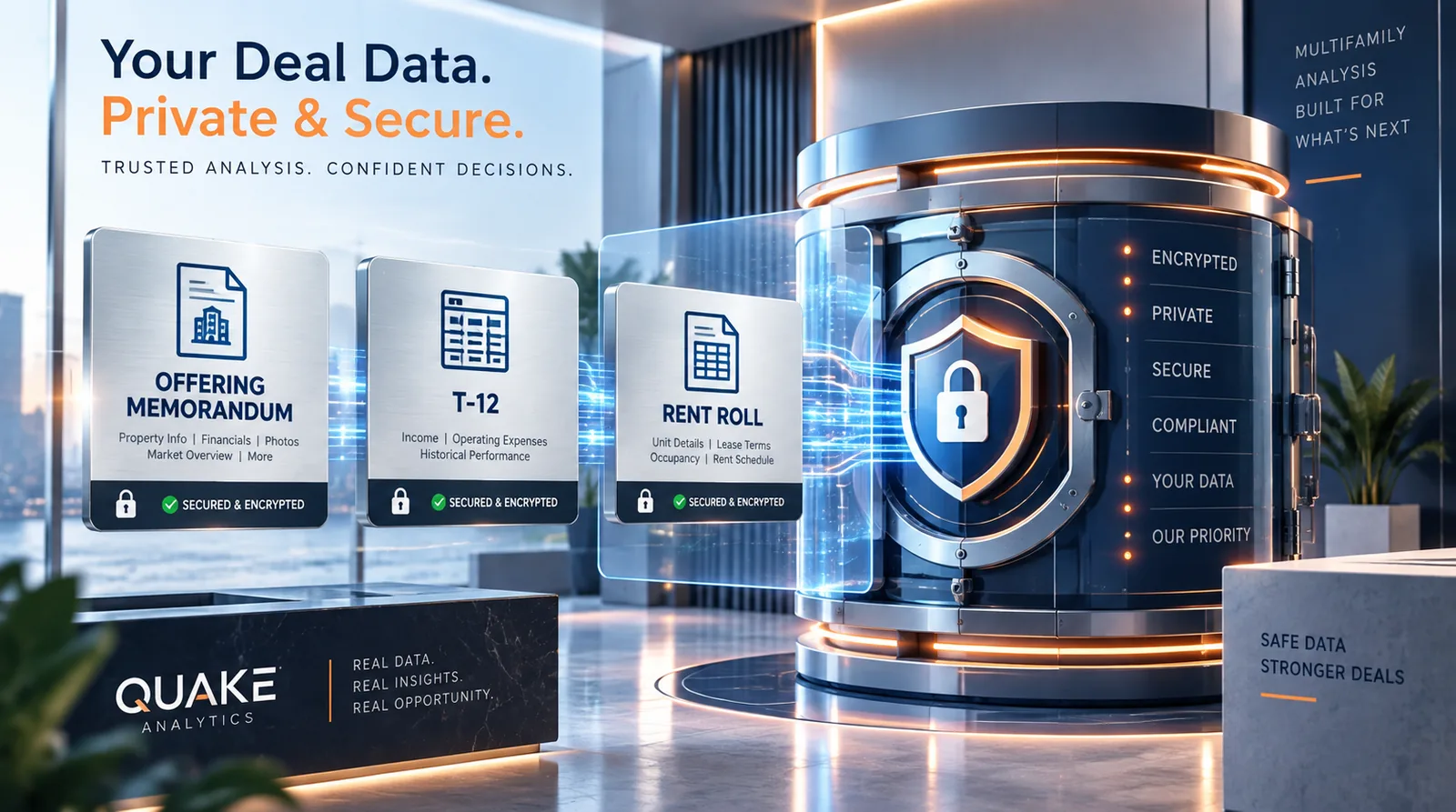Offering memorandum, T-12, and rent roll secured in an encrypted vault